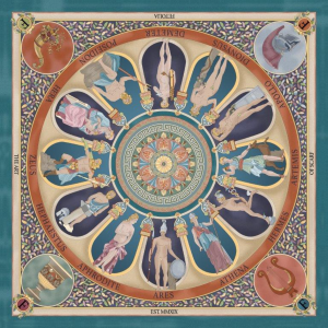 Batic matase naturala The Olympian Gods teracota turcoaz