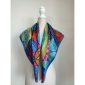 batic matase leaf print albastru