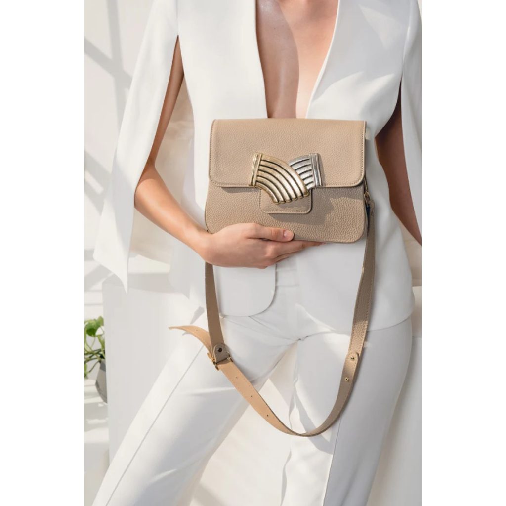 Lauren Leather Shoulder Bag Taupe 1
