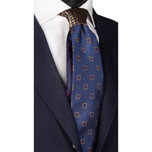 Cravatta-Bluette-Fantasia-Color-Cammello-Nodo-in-Contrasto-Blu-Color-Cammello-N1934