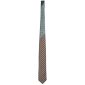 Cravatta-Marrone-Fantasia-Bianco-Verde-Nodo-in-Contrasto-Principe-di-Galles-Verde-Intera-N1707
