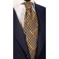 Cravatta-Uomo-Stampa-di-Seta-Verde-Pied-De-Poule-Beige-Fantasia-Gialla-4551