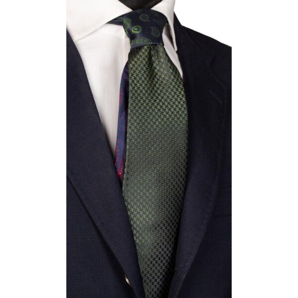 Cravatta-Verde-Pied-de-Poule-Blu-Nodo-in-Contrasto-Blu-Paisley-Verde-N2628