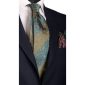 Cravatta-Vintage-Regimental-di-Seta-Blu-Avio-Verde-Oliva-a-Fiori-Tono-su-Tono-CV68