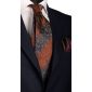 Cravatta-Vintage-Regimental-di-Seta-Blu-Marrone-a-Fiori-Tono-su-Tono-Beige-CV65