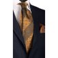 Cravatta-Vintage-Regimental-di-Seta-Marrone-Bronzo-a-Fiori-Tono-su-Tono-Blu-CV70