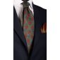 Cravatta-Vintage-in-Saia-di-Seta-Blu-Avio-Verde-Marrone-Fantasia-Nodo-in-Contrasto-CV165