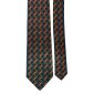 Cravatta-Vintage-in-Twill-di-Seta-Blu-Fantasia-Bluette-Verde-Arancione-Pala-CV193