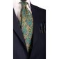 Cravatta-Vintage-in-Twill-di-Seta-Fantasia-Turchese-Beige-CV219