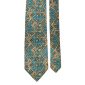 Cravatta-Vintage-in-Twill-di-Seta-Fantasia-Turchese-Beige-Pala-CV219