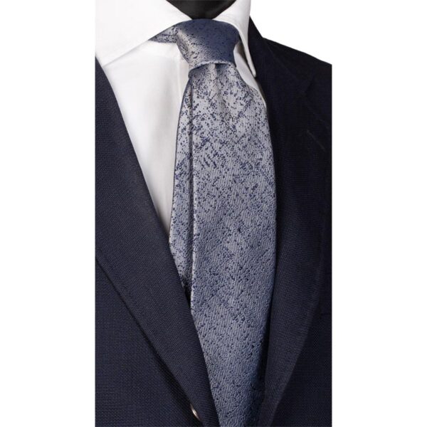 Cravatta-da-Cerimonia-di-Seta-Grigia-Fantasia-Blu-CY5914