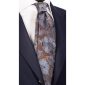 Cravatta-di-Seta-Color-Fango-a-Fiori-Celesti-Blu-Grigi-AN5399