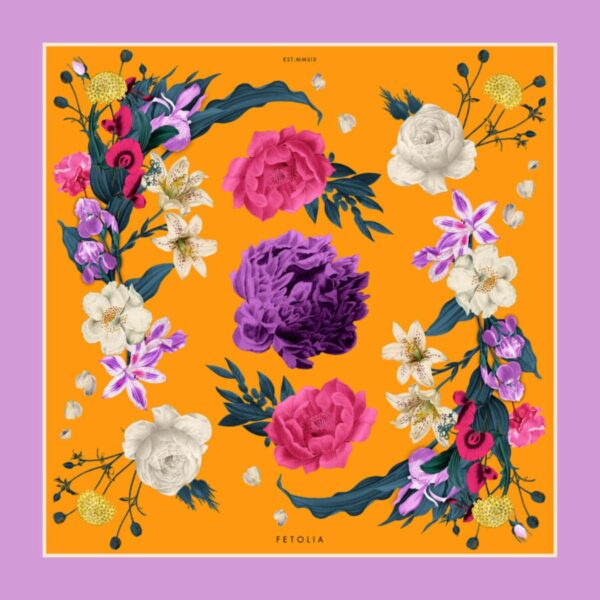 Batic-Secret-Garden-din-matase- naturala-lila-orange