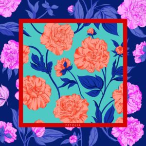 Batic-Paeonia-Blossoms-Albastru-Royal-Turcoaz