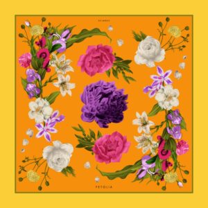 Batic-Secret-Garden-din-matase- naturala-galben-orange