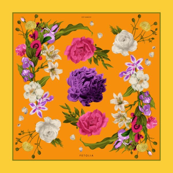 Batic-Secret-Garden-din-matase- naturala-galben-orange