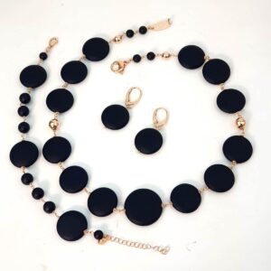 set timeless cu discuri din agat negru satinat